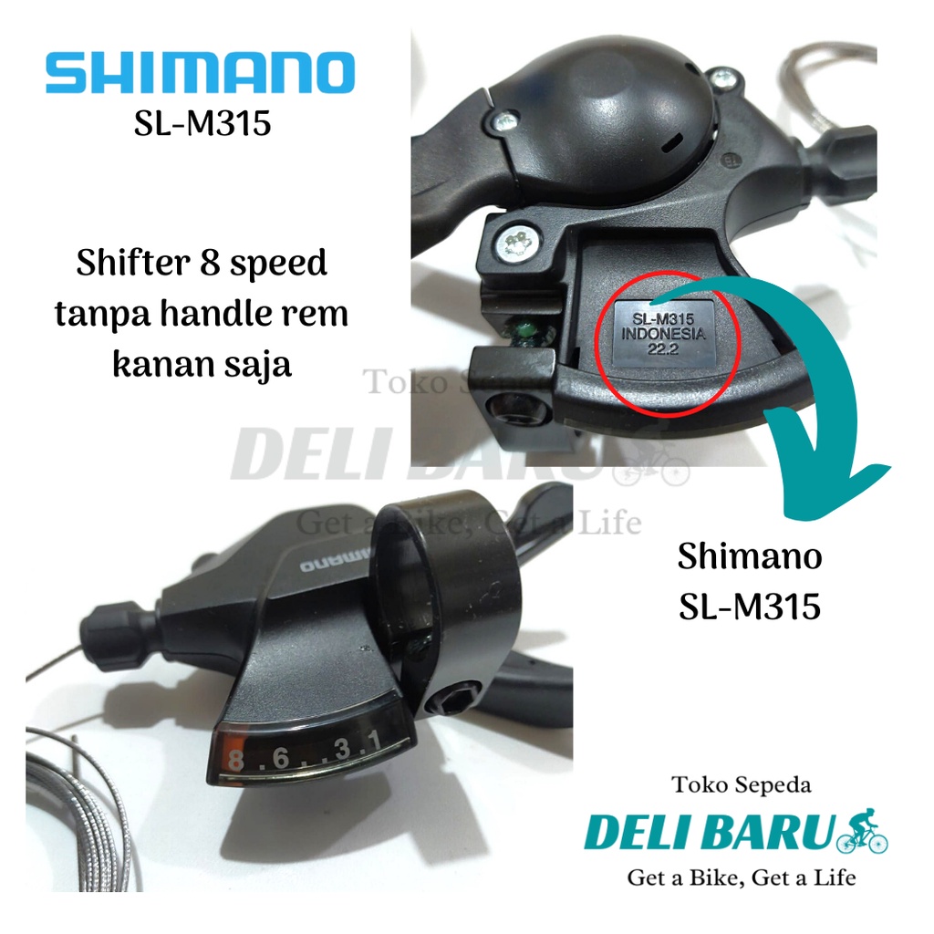 Shimano shifter 8 speed SL-M315 kanan saja operan gigi tanpa handle rem sepeda lipat, MTB