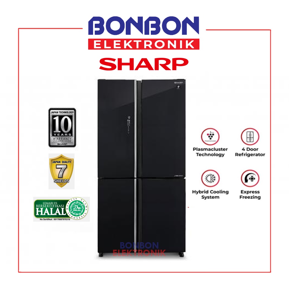 Sharp Kulkas Side By Side 4 Pintu SJ-IF91PG-GB Gloss Black SJIF91
