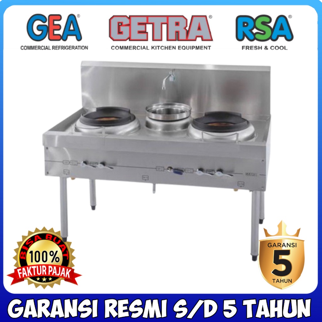 Jual KOMPOR GAS KWALI RANGE GETRA CS1480DX KOMPOR GAS 2 BURNER 1 SOUP