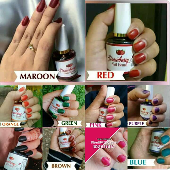 Strawberry Nail Henna 14ml - pacar nail henna original - henna pacar