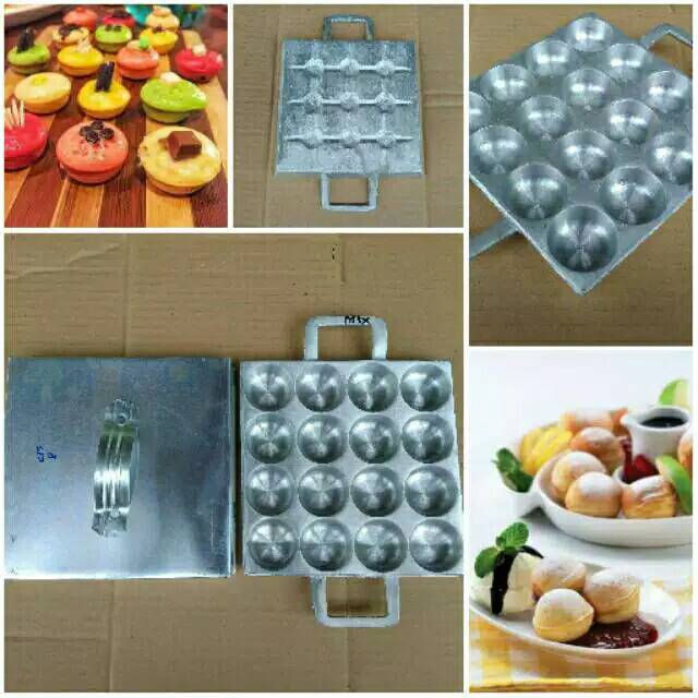 Cetakan kue cubit takoyaki lumpur mini 16 lubang