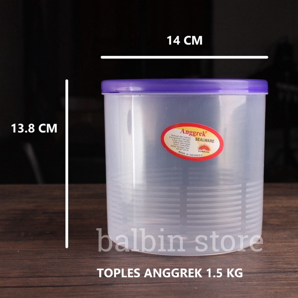 toples anggrek 1,5kg / toples bulat 1500 ml. toples bening tutup warna / toples permen / toples kue / toples nastar / toples serba guna