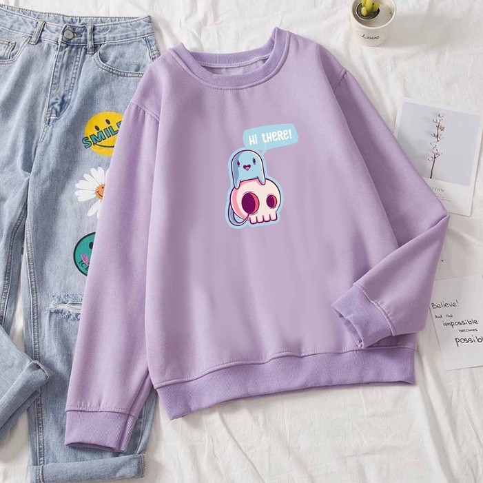 Be There Sweater Wanita Oversize M - XXL Bahan Fleece