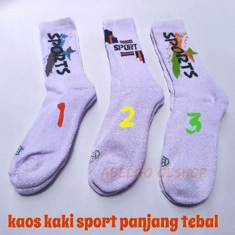 3 pasang- kaos kaki sport tebal panjang gym running jogging/kaos kaki olahraga panjang YSI