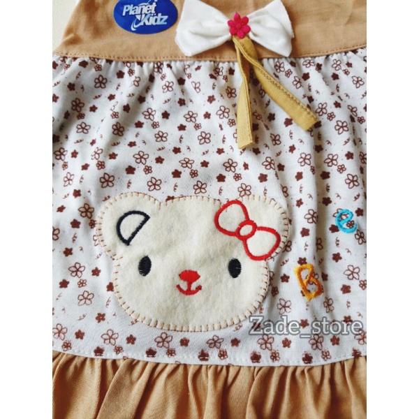 Dress bayi FREE BANDO Planet kidz 0-12 bulan baju bayi newborn tanpa lengan baju anak perempuan rok bayi daster anak gaun pesta bear ootd bayi lengan kutung