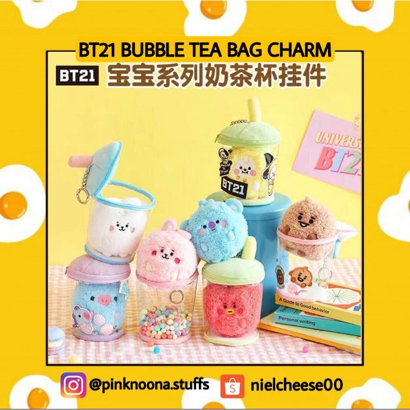 Gantungan Kunci Baby BT21Bubble Tea Charm Plush Keychain