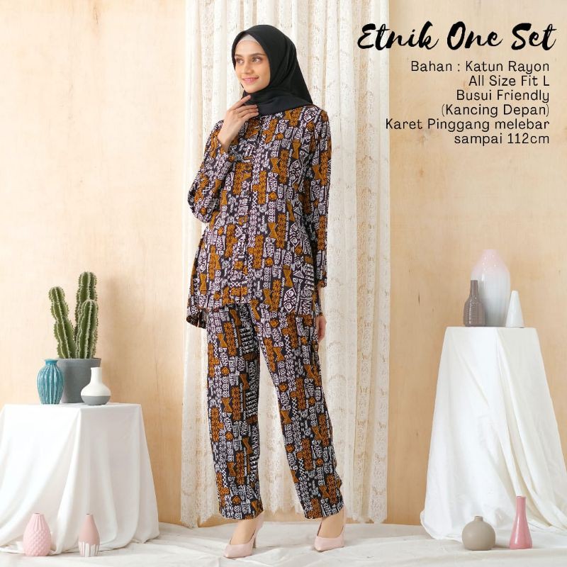 Piyama Dewasa Etnik One Set Setelan Termurah Bahan Katun Rayon Premium Nyaman Dipakai Bisa Cod