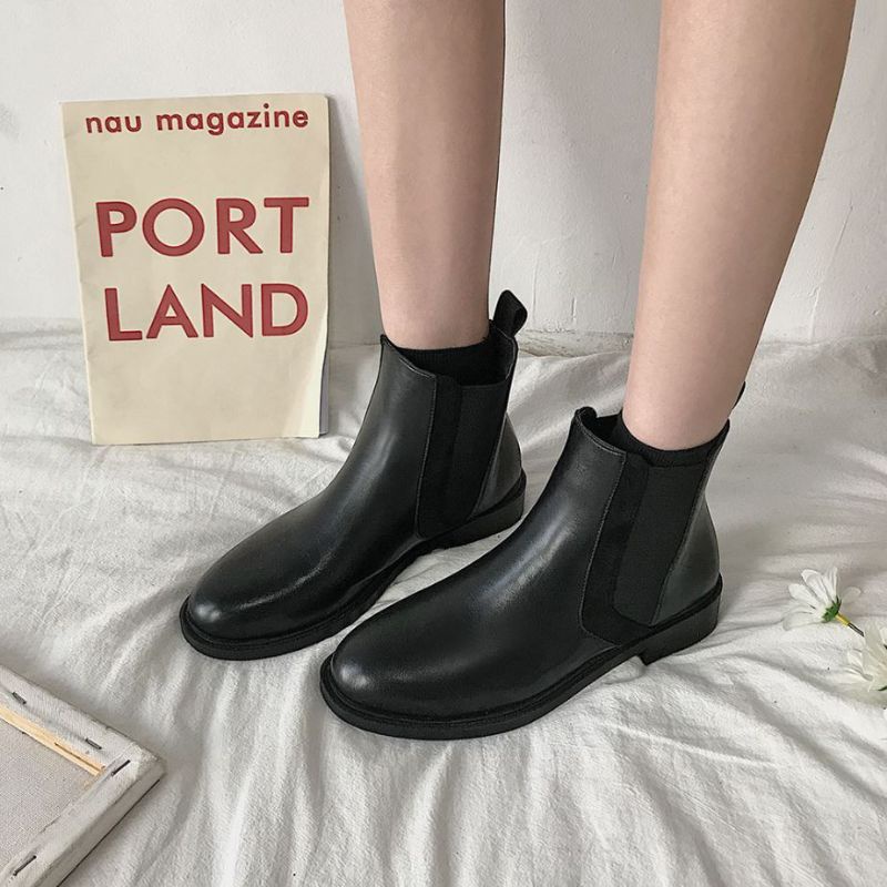 GTI-SL874-BOOTS HITAM POLOS WANITA-HEELS 3CM-ANKLE BOOTS