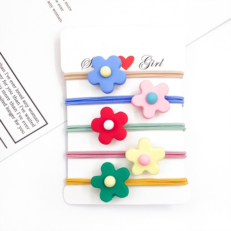 OSM JKT F5100 (1 PC) Ikat Rambut Elastis Motif Bunga Lucu Gaya Korea / Karet Rambut /Kunciran Rambut-8