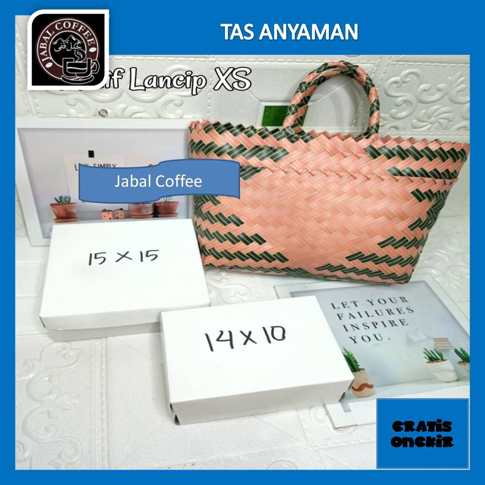 Tas Anyaman Plastik XS Ukuran 24 x 11 x 24 Cm Motif Lancip / Tas Anyaman Plastik Kotak Murah / Tas Belanja Anting