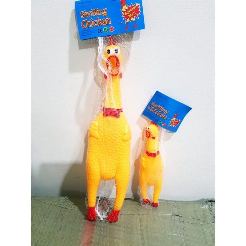 Mrcaisen Mainan AYAM TERIAK pencet bersuara bunyi karet shrilling screaming chicken toys kucing anji