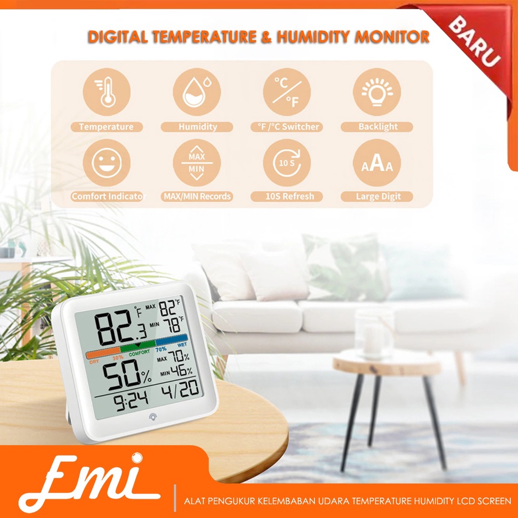 Thermostat Alat Ukur Kelembaban Udara Temperature Humidity LCD Screen