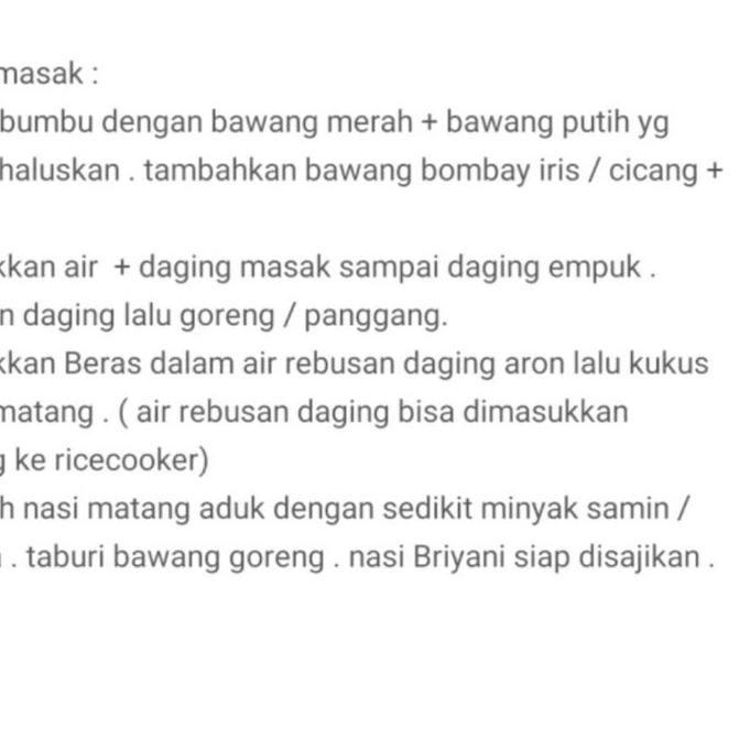 

NEW PRODUCT !! 8.8 BUMBU NASI BRIYANI 35 GRAM ( UNTUK SEKILO BERAS) [KODE 966]