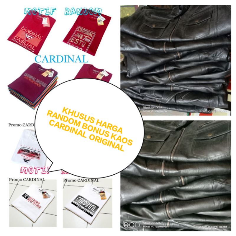 jaket kulit pria asli original khusus harga random bonus kaos cardinal