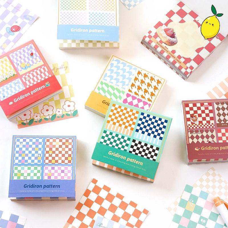 

Kertas Memo Aesthetic Gridiron Pattern Colorful Memopad