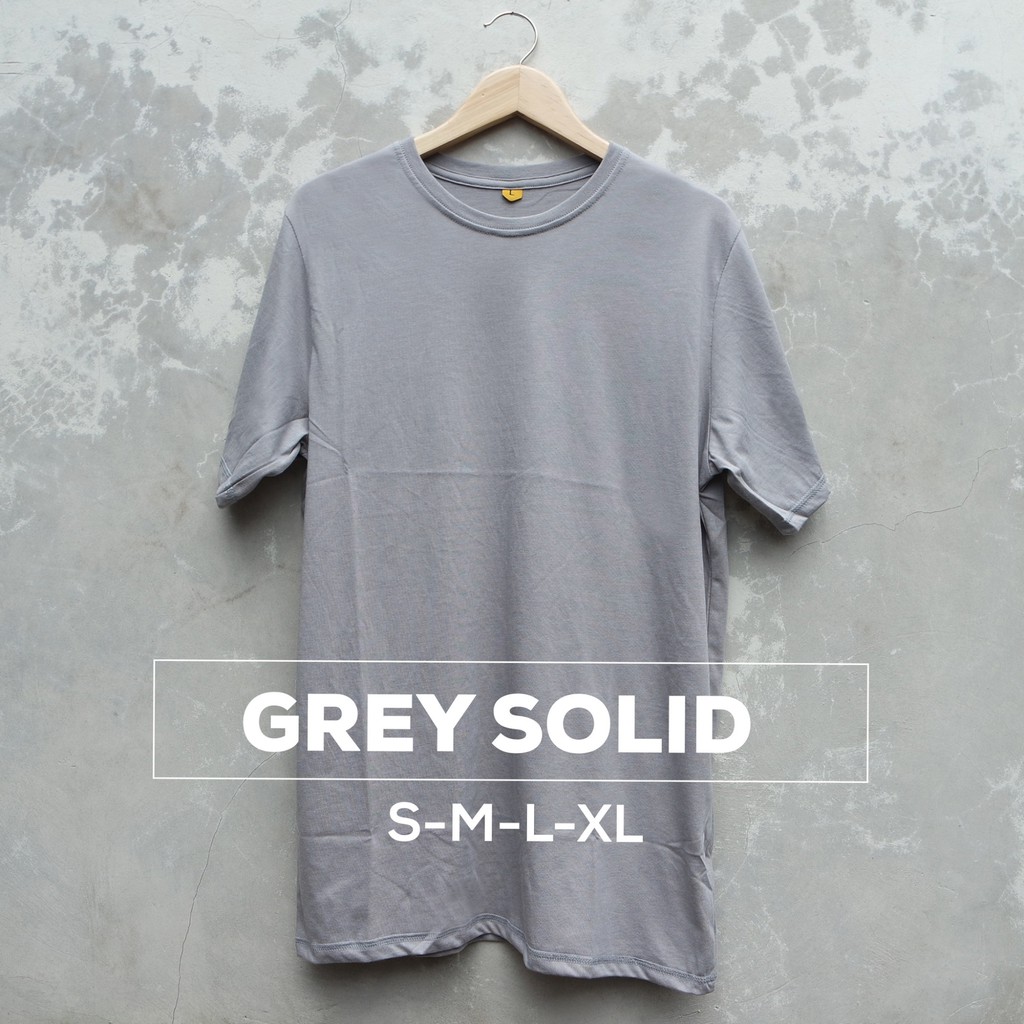 KAOS POLOS COTTON COMBED 30s WARNA GREY SOLID Size S M L XL