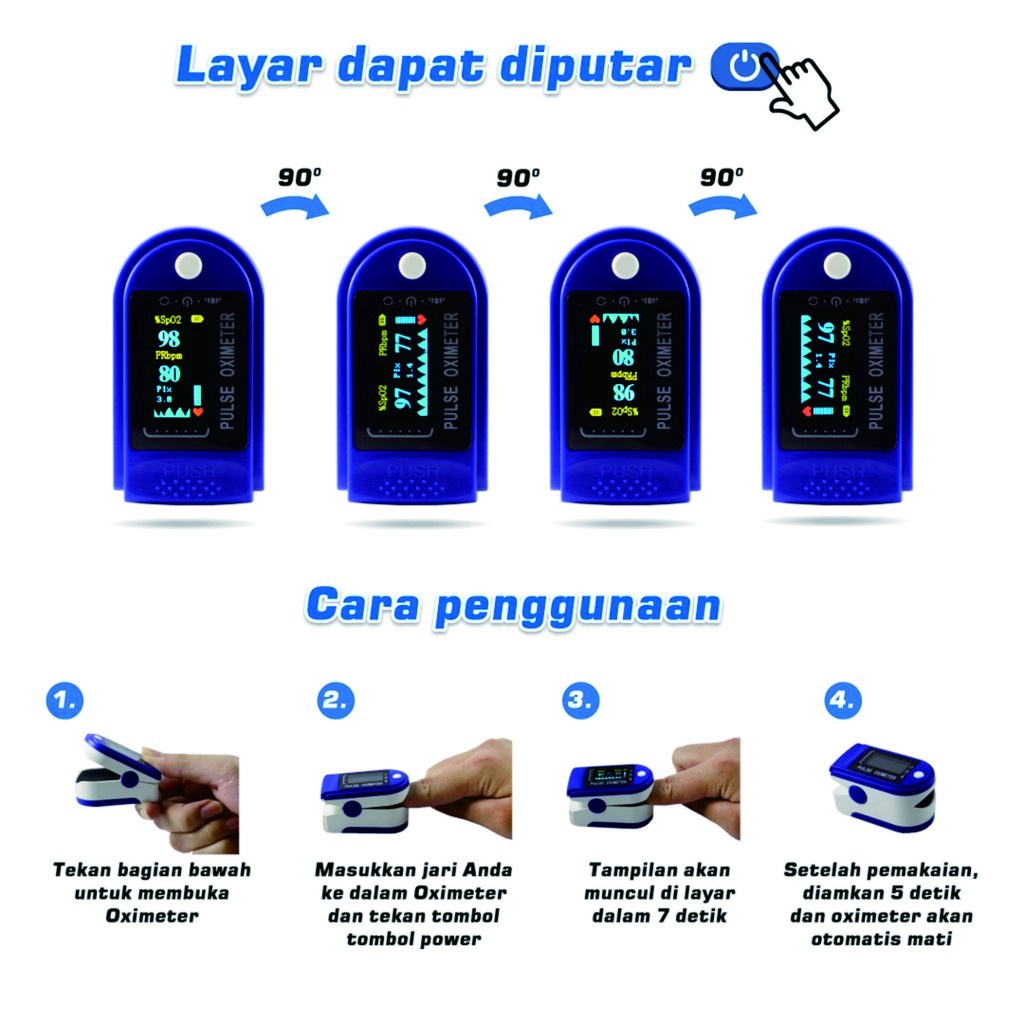 Oxymeter Pulse Fingertip Oximeter Alat Pengukur Detak Jantung Oksigen/ Cek Kadar Oksigen Darah SpO2 / Pulse Oximeter Oxymeter SpO2 Alat Pengukur Detak Jantung Nadi Kadar Oksigen Oxygen Finger Digital