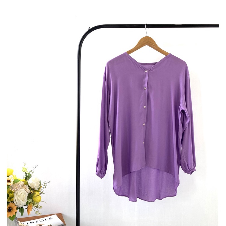 (MGA) KEMEJA POLINA OVERSIZE BLOUSE BUSUI DAILY RAYON UNIQLO-B POLINA LILAC