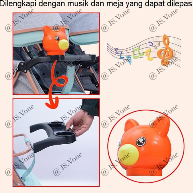 Kereta Dorong Bayi Anak Kembar / Twin Baby Stroller Jade Musik