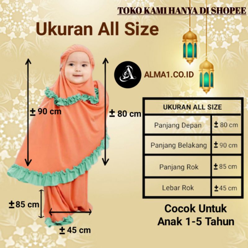 mukena anak perempuan bayi balita jersey adem tanggung polos kecil 1 2 3 4 5 tahun-1