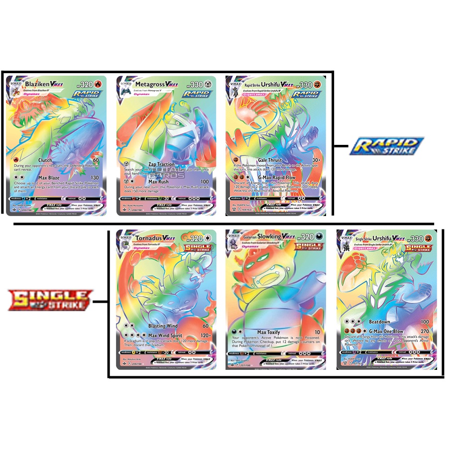 KARTU POKEMON TCG RAINBOW VMAX SINGLE STRIKE DAN RAPID STRIKE HOLOGRAM ENGLISH VERSION
