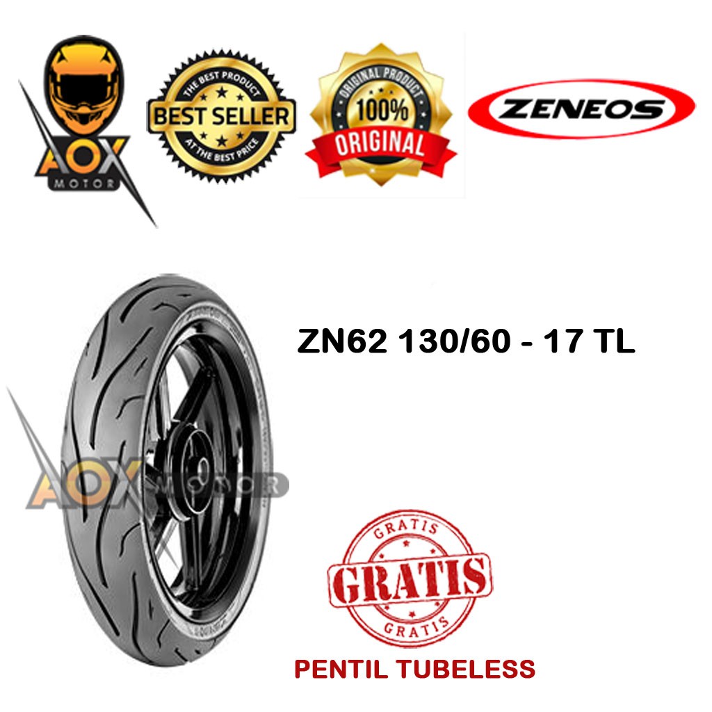 Ban luar motor sport 130/60-17 ZENEOS ZN62 tubeless, GRATIS pentil tubeless