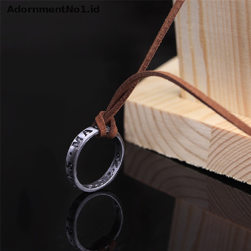 (AdornmentNo1) Kalung Tali Kulit Liontin Ring Kode 4 Nathan Drake Gaya Vintage