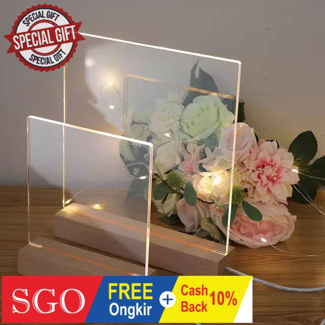 Acrylic lamp polos tanpa gambar l lampu hias acrylic base wood l Stand Akrilik
