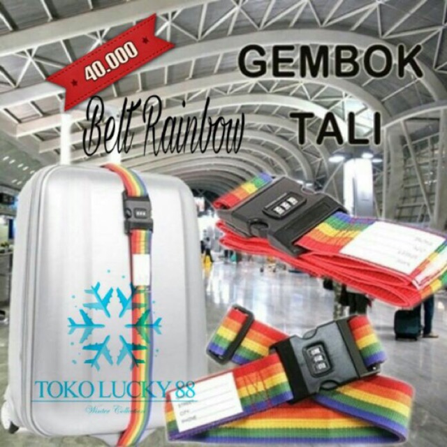 IMPORT Belt Rainbow Luggage Kunci Tali Gembok Sabuk Koper