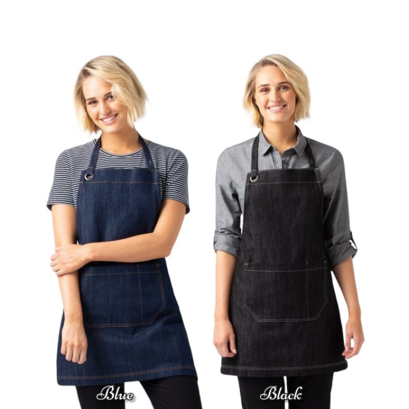 NEW PRODUCT Celemek Apron Barista Bartender Waitres Chef Celemek masak polos dan Custom  - DENIM JEANS PREMIUM