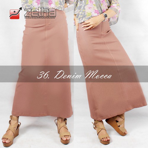 Rok Panjang Polos Terbaru Zetha Original Warna Mocca Size 3XL