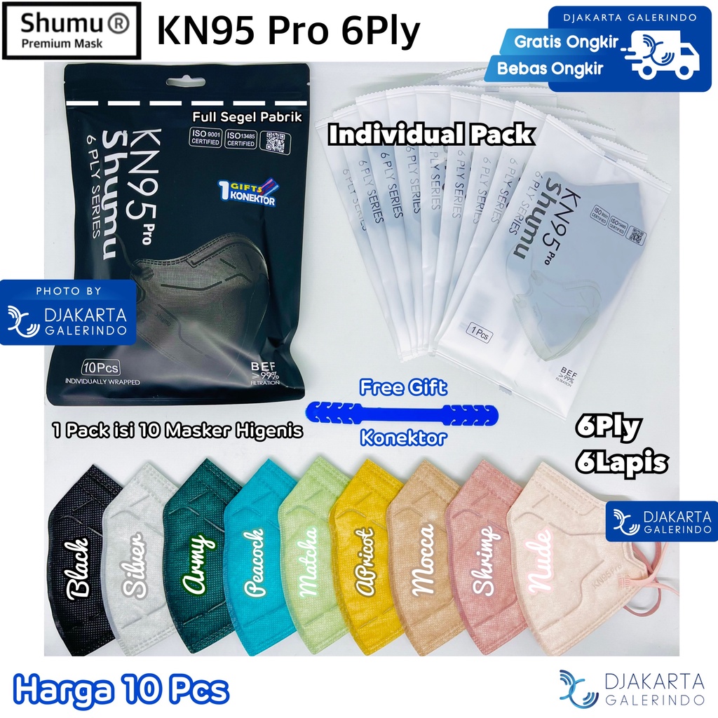 Masker SHUMU KN95 Pro 6Ply Individual Pack isi 10Pcs