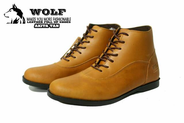 (BERGARANSI TERMURAH)  SEPATU BOOT FORMAL KULIT WOLF ORIGINAL