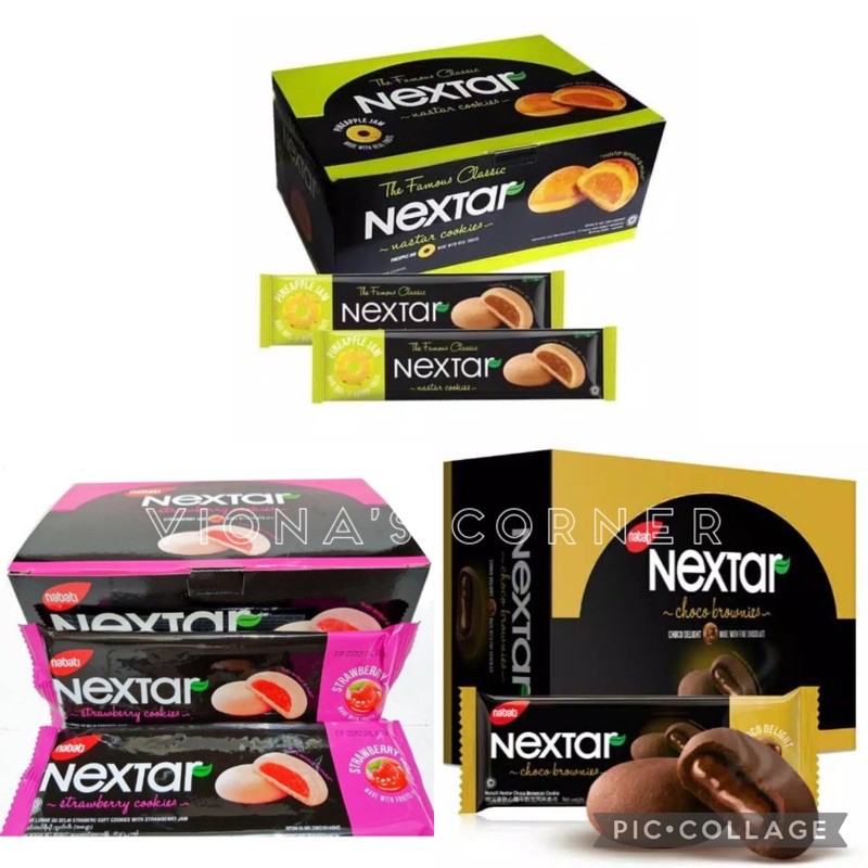 Nabati Nextar Nastar Cookies Strawberry Nanas Brownies Coklat 10 pieces x 42 gram kemasan BOX