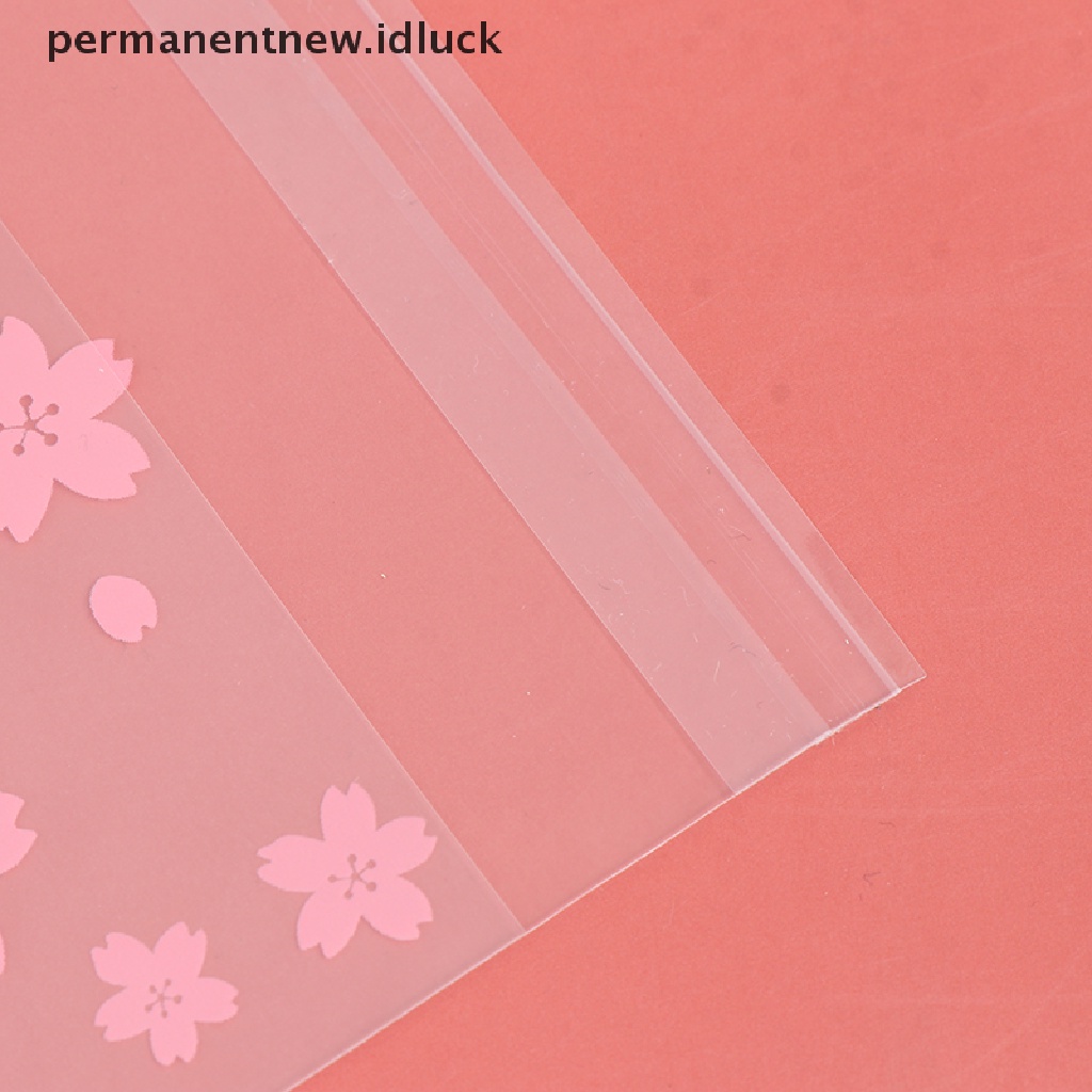 100 Pcs / Set Kantong Plastik Motif Dots Cherry Blossoms Untuk Permen Cookies