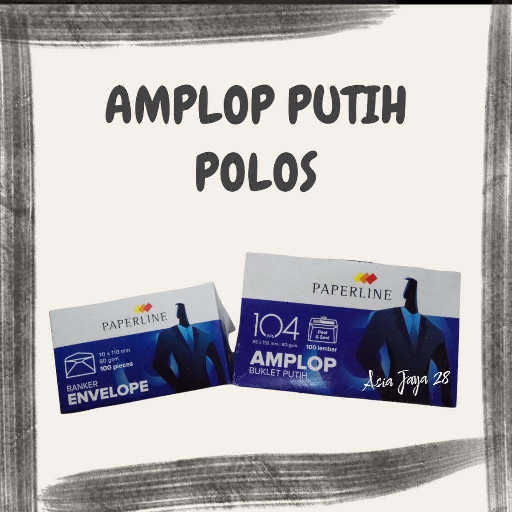 

AMPLOP PAPERLINE 104 PPS PUTIH POLOS & AMPLOP BANKER KECIL (MINI)