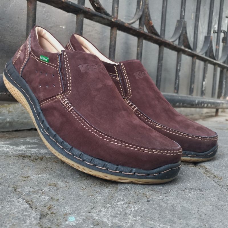 Kickers Sepatu Casual Kasual Pria Bahan Kulit Asli Harga Murah Model Slip On Kode KC.28