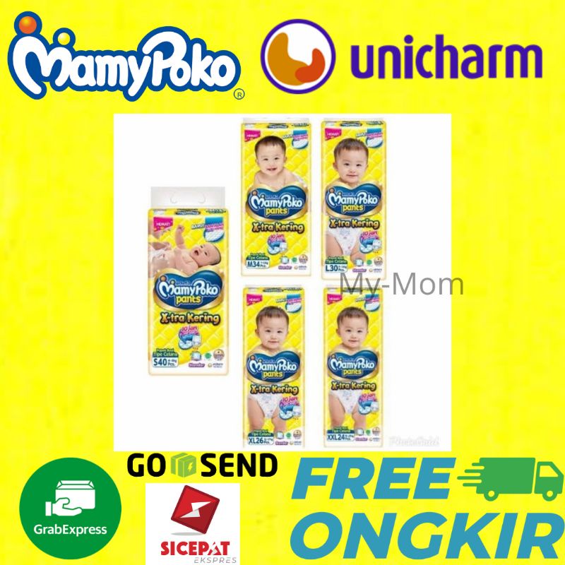MamyPoko Pants Xtra Kering S40 M34 L30 XL26 Pampers Popok Celana Bayi Anak