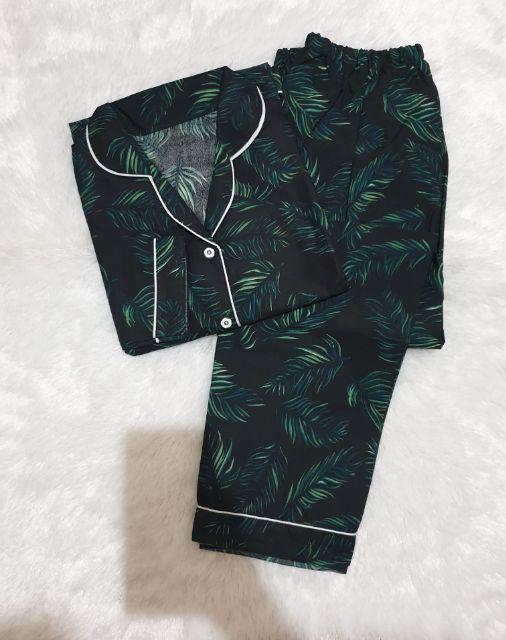 Baju Tidur Piyama Wanita/Cewek Pajamas Dewasa Motif Coco Daun PP-PP COCO BLACK