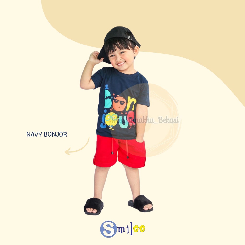 Setelan Anak Cowok Navy Bonjour Size 1-3Tahun Murah