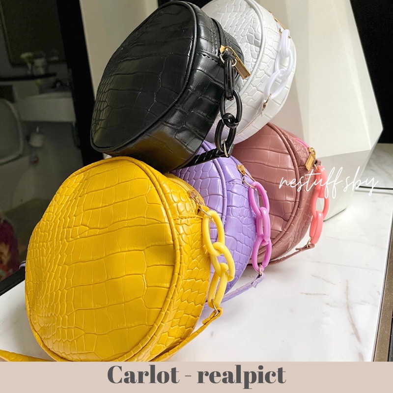 Tas bulat Carlot bundar croco selempang miniso cewek murah wanita tiktok