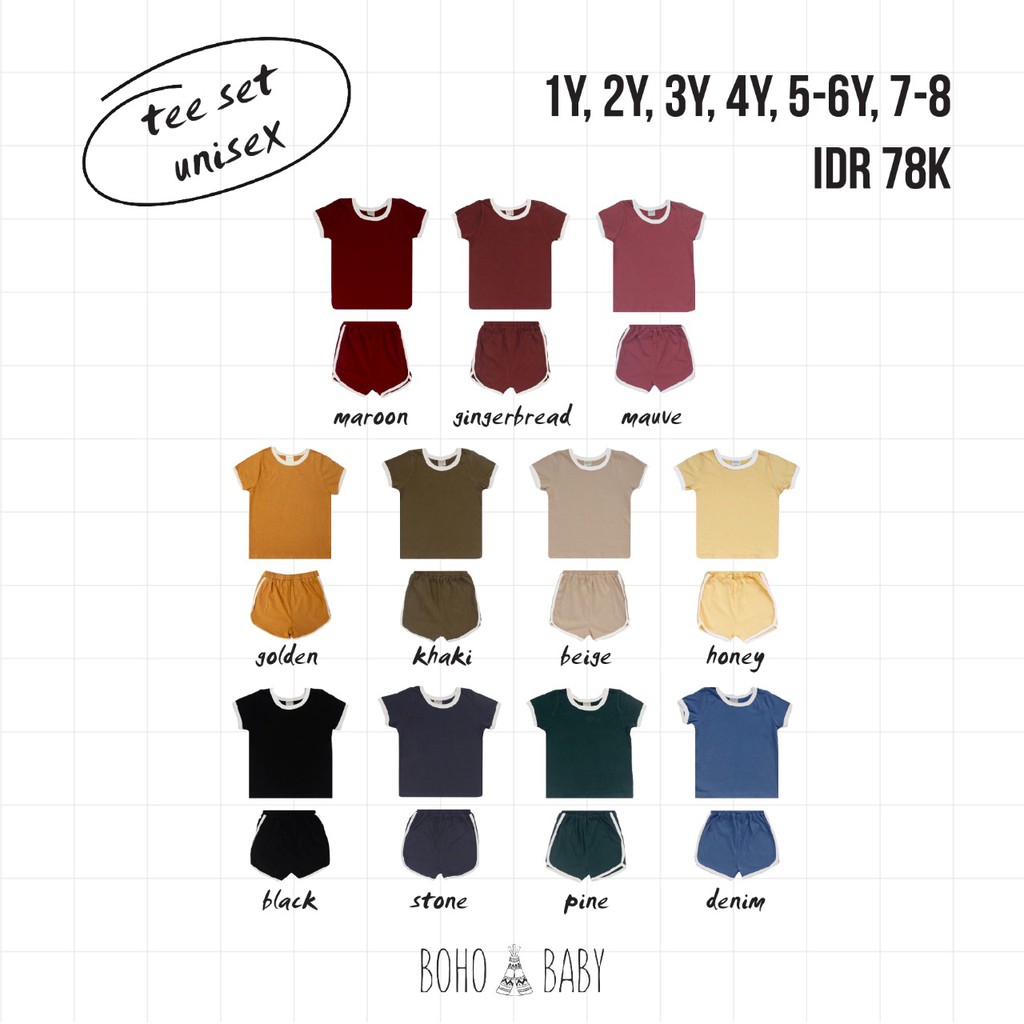 Tee Set Unisex 1-4Y/Setelan Kaos Polos Lucu Anak/Baju Set Lengan Celana