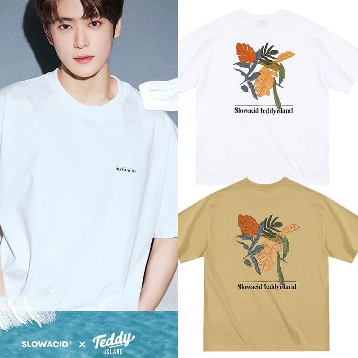 Kaos nct 127 x teddy island x slowacid print leaves