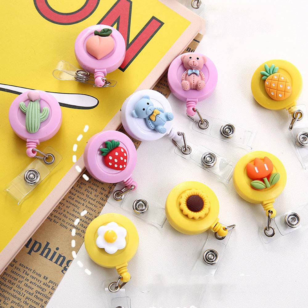 Klip Holder Kartu Id / Kredit / Bus Retractable Motif Kartun Lucu Elegan Untuk Wanita / Anak Perempuan