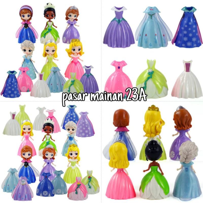 figure Disney Princes Frozen Elsa Cinderella Ariel Alice Clip Dress toper cake