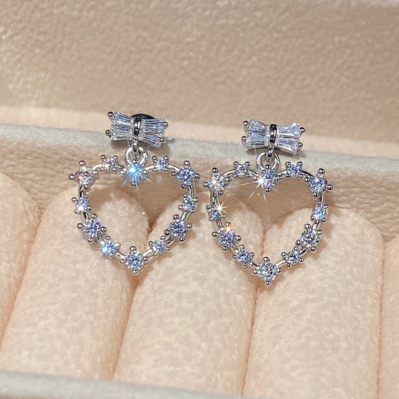 Anting Bentuk Hati Bahan Cubic Zirconia Untuk Wanita