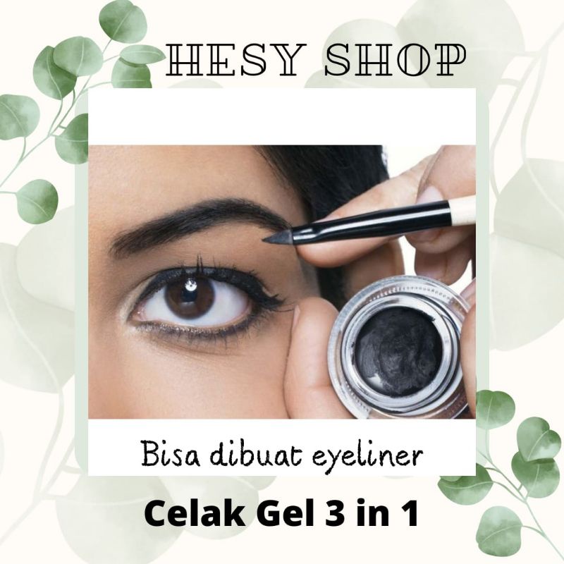 (BEST SELLER COD) Celak Gel 3 in 1 Eyeliner Celak Alis Celak mata free kuas