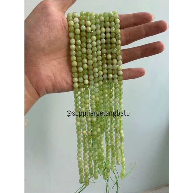 batu GREEN LIME AGATE FACETED BEADS 6mm cutting hijau kuning agatis