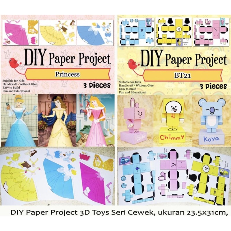 ( Ecer ) PAPER PROJECT ORIGAMI 3D - DIY FUN FUNNY PUPPET / PAPER DOLL SPIDERMAN BATMAN MARIO LUIGI SUPERMAN CAPTAIN AMERICA KPOP