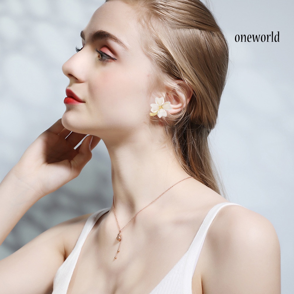 OW# Women Fresh Simple Summer Flower Shaped Alloy Earrings Ear Stud Jewelry Gift